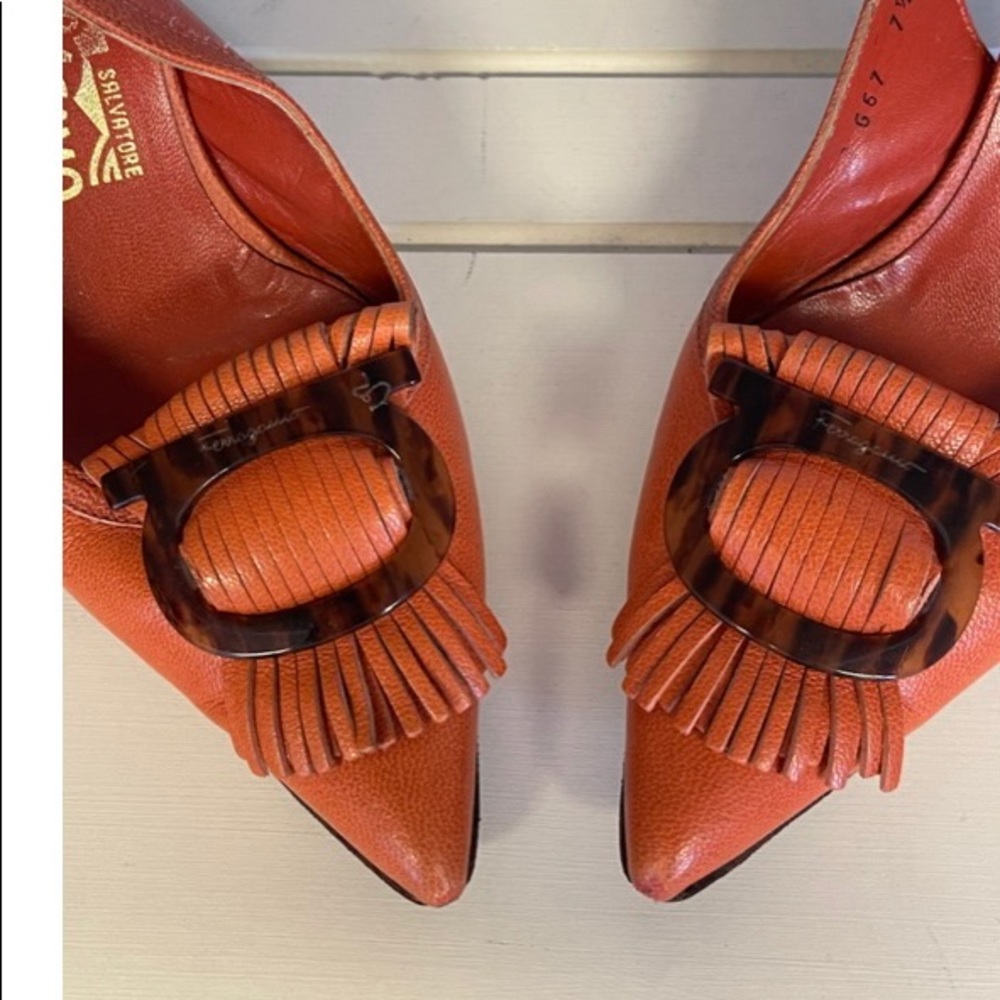 Salvatore Ferragamo Orange Sling-backs, 7.5, GUC